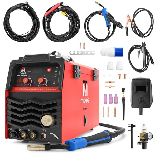 TIGMIG Saldatrice Inverter IGBT Multi Processo Taglio Plasma, Multifunzione 5 in 1: TIG/MIG/MAG/FLUX No Gas/MMA e Taglierina CUT, Saldatura 160A, Taglio fino a 10mm (40A), Garanzia e Assistenza ITA