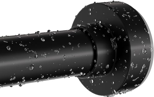 Emlaoe Black Shower Curtain Rod 34-66 Inches(2.8-5.5ft) Never Rust Adjustable Shower Rod Spring Tension Non Slip No Drilling Shower Rods for Bathroom Garland Window
