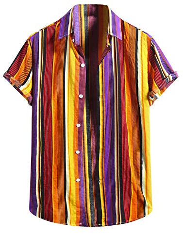 Herrenbluse, Top, Knopf, stilvolle T-Shirts, Gymnastikanzug, Hemd für Herren, violett, XL