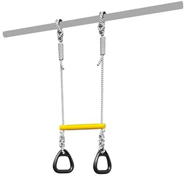 JEFLEX - Dispositivo de gimnasia 2 en 1 para niños I Barra fija de altura ajustable con anillos de gimnasia I Ergonómico, dispositivo de juego para exteriores para promover la motricidad I Soporta