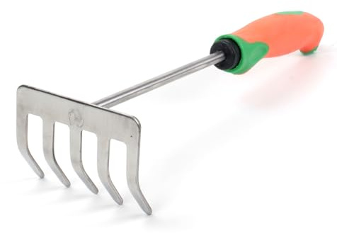 Rastrillo, 5D - Herramienta de jardín con Cinco Dientes de Acero, Mango ergonómico y Duradero, Ideal para airear el Suelo y Recoger Hojas.*