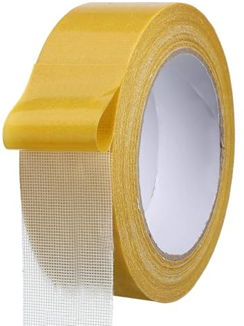 QUARKZMAN Nastro Biadesivo in Tessuto 20M x 40mm, Nastri Adesivi Tessuti Trasparenti per Tappeti con Rete in Fibre di Vetro per Vestiti Fai Da Te Artigianato Decorazione Parete DIY