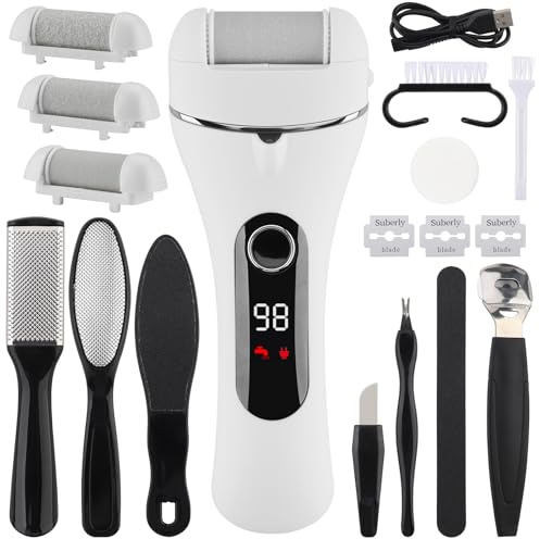 Foydream Rapeuse Pieds Électrique,18 en 1 Kit de Râpe Ponceuse Pieds Anti-callosité Scalpel Pedicure pour Corne Rapeuse Pieds,Peau Morte