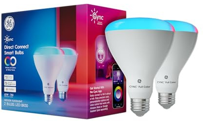 Cync GE BR30 Smart Bulb WiFi LED Light Bulbs, Color Changing Indoor Floodlight, Bluetooth Light Bulb with Alexa & Google Assistant, 65W Full Color 2-Pack