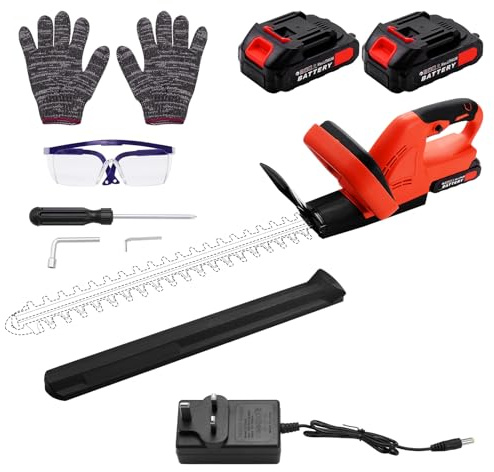Teodute Tagliasiepi a Batteria 21V, Lama Doppia SK5 51cm, Capacità di Taglio 13mm, Tagliasiepi Elettrico con 2 Batterie e Kit Sicurezza per Siepi e Arbusti