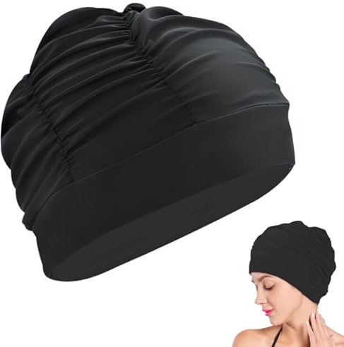Bonnet Piscine Femme en Nylon,Bonnets de Bain Élastique,Bonnet de Bain Élastique,Bonnet de Bain Femme,Bonnetde NatationFemme Cheveux Long,Bonnet de BainGrand,pour Cheveux LongsFemme Homme Enfant