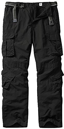 linlon Hiking Pants for Men, Outdoor Quick Dry Lightweight Fishing Pants Casual Cargo Pants with 8 Pockets,Black,40