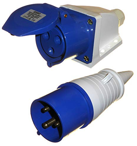 3-polige Steckdose mit 32A 230V IP44 32A 2P+T innen/außen wasserdicht 32A IEC blau