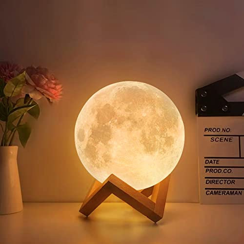 Mond Lampe 3d Druck, Mondlampe Kugel 20cm, Lunalamp mit Fernbedienung, Moonlight Lampe Dimmbar, Mondlicht RGB-16 Farbewechsel