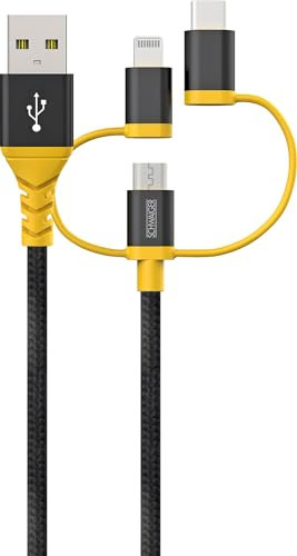Schwaiger Ladekabel USB 2.0 A > 3-in-1 1,2m schwarz/gelb