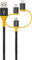 Schwaiger Ladekabel USB 2.0 A > 3-in-1 1,2m schwarz/gelb
