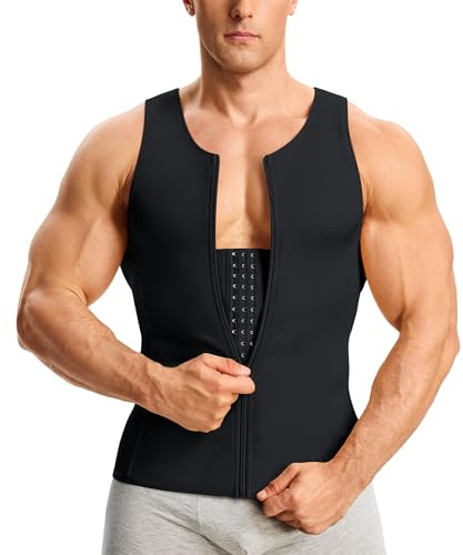 Junlan Camiseta Compresión Hombre Reductora Adelgazante, Chaleco Body Shaper con Faja Deportiva Alta Elasticidad, para Comprimir Pecho, Abdomen y Cintura, Ideal para Gimnasio y Fitness