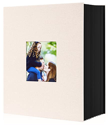 Album Photo 10x15 1000 Pochette, Grand Geant Format Lin Tissu Album pour Horizontal Vertical Photos (Beige)