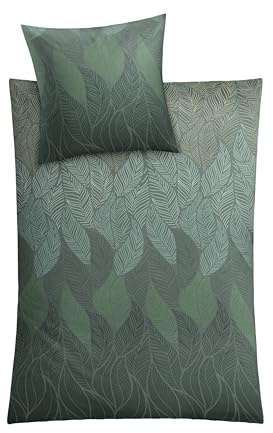 Kleine Wolke Bettwäsche Satin JAMIRO Tannengrün 135 x 200 cm und 80 x 80 cm