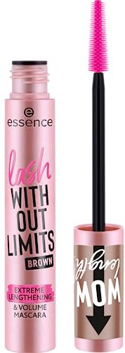 essence lash WITHOUT LIMITS BROWN EXTREME LENGTHENING & VOLUME MASCARA, Nr. 02, Braun, langanhaltend, volumengebend, vegan, ohne Mikroplastikpartikel, Nanopartikel frei, ohne Parfüm, 1er Pack (13ml)