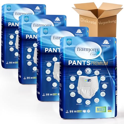 Harmony Care ® MAXI - Pannolini assorbenti per adulti – Pantaloni discreti per incontinenza per donne e uomini, pannolini per adulti (XL (28 pezzi))