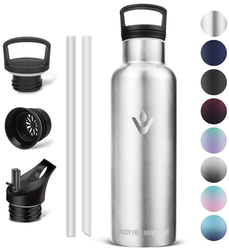 Vikaster Borraccia termica in acciaio inox 500 ml senza BPA termos con cannuccia per scuola sport bicicletta campeggio fitness attività all'aperto