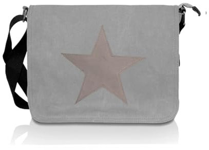 Glamexx24 Tasche Handtaschen Schultertasche Umhängetasche mit Stern Muster Tragetasche TE201620, B x H x T : 37 x 27x 5-11cm, Farbe: 23110 Dunkelgrau