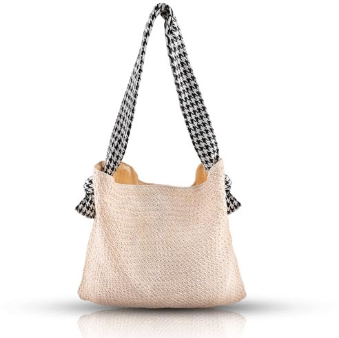 vebulon Tote Bag Strohtaschen Damen Sommer Basttasche Schulter Korbtaschen Damen leichte Handtaschen Strandtasche Stroh for Womens Girls Beach Travel Shopping