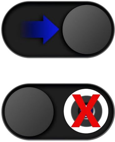 JiSiTeCai Cover per webcam [2 pezzi], 0,02 pollici sottile in metallo + foglio magnetico copertura per webcam per MacBook Pro, iMac, laptop, PC, iPad Pro, iPhone, per la tua privacy visiva [nero]