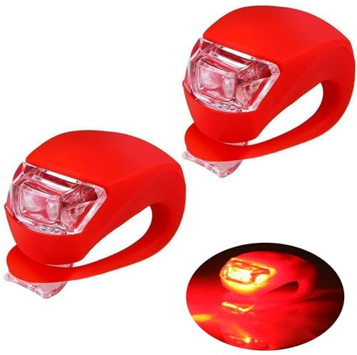 JIEYUCHU Kinderwagen licht Silikon 2 Stück, Mehrzweck LED Kinderwagen Licht, wasserdichte (2 Rot)