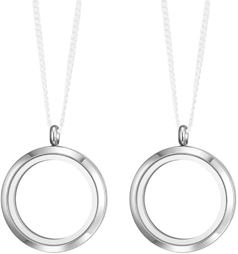 PYEUIFT Médaillon Pendentif Rond Argent 30mm, Ouvertible, Remplirable, Pour Photos Amoureux, Souvenirs, Petits Objets, Sable et Coquillages de Plage, Bijoux DIY, Pour Couples, Créateurs DIY(2 Pièces
