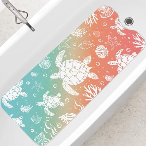 SHUCHING Tapis de Bain Antidérapant Tortue, Tapis Baignoire Antidérapant, Réssistant à la Moisissure et Lavable en Machine 100 x 40 cm