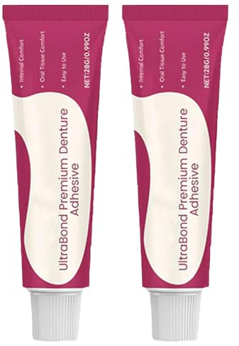 Adesivo per protesi dentali, fissativo per dentiere, colla per denti, adesivo dentale per il fissaggio di protesi dentali fino a 4 giorni. (2pcs)