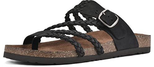 WHITE MOUNTAIN Women's Hayleigh Footbed Sandal, Black/Nubuck, 8 M
