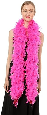 Flydreamfeathers Chandelle-Federboa, 100 g, ca. 2 m lang, über 10 Farben, ideal für Party, Hochzeit, Kostüm, Candy Pink