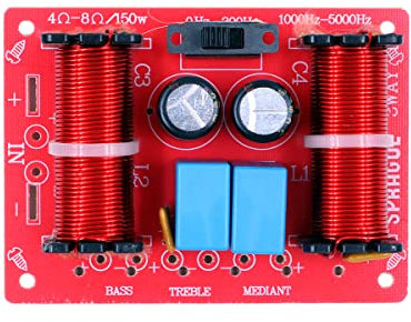 DollaTek 2Pcs 150W 3WAY Audio Altoparlante Treble Medium Bass 3 Divisori Altoparlante a tre vie Modulo divisore di frequenza