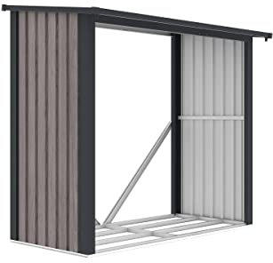 Vente-unique - Abri bûches métal en acier galvanisé effet bois 1,98 m3-2 stères - L182 x P89 x H156cm - BIRWOOD