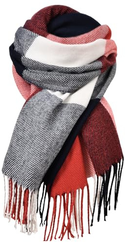 Loiyadn Winter Scarf for Women Fall Winter Plaid Scarves Tassel Shawl Wrap