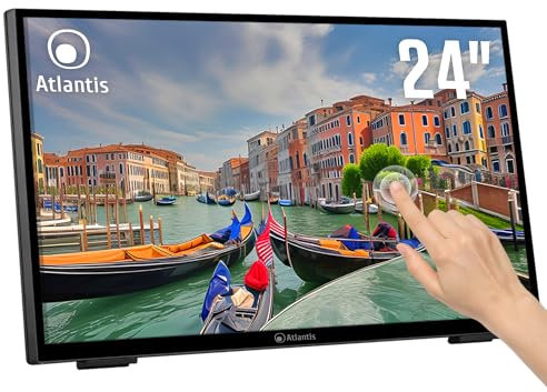 ATLANTIS A05-T24A-VHDM Monitor Touch 24 pollici, Touchscreen 10 tocchi, Full HD 1920x1080, HDMI VGA DP, inclinabile 15°-70°, Vetro Protettivo 7H, Contrasto 3000:1, Angolo 178/178,Vesa 100