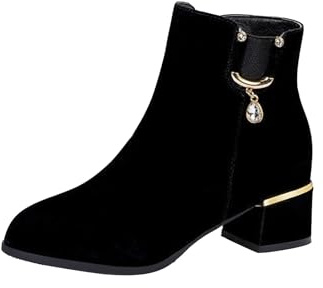 ESSUE 2023 Bottines Talon Femme Vintage Chunky Talon Haut Chelsea Cowboy Bottes Chaud Cheville Chaussons Imperméable Confortable Slip On Chaussures D'hiver En Plein Air pour Femmes Ankle Boots