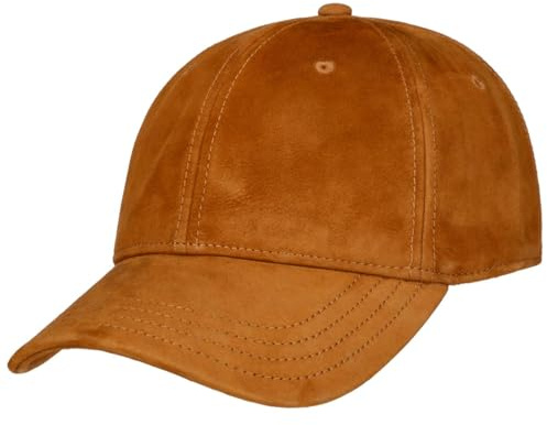 Stetson Classic Veloursledercap Baseballcap 6-Panel Strapback 100% Goat Leather Curved Brim Adjustable Herren Summer Winter Cognac M (56-57 cm)