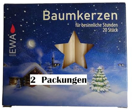 apog-Versand 2er Pack Baumkerzen champagner ca. 13 x 105 mm (2 x 20 Stück) Weihnachtskerzen, Christbaumkerzen, Pyramidenkerzen