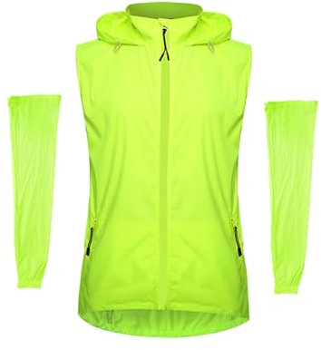 ImockA Herren Damen Sommer-Fahrradjacke wasserabweisend zum Laufen Radfahren Softshell-Jacken Winddicht regenfest reflektierend MTB-Windjacke leichte Weste mit abnehmbaren Ärmeln(Size:XXL,Color:Grün)
