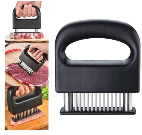 Lonwiner Attendrisseur à viande,48 Attendrisseur à lame d'aiguille ultra pointue en acier inoxydable pour attendrir le steak,Boeuf avec brosse de nettoyage,d’Aiguilles de Viande pour Poulet Porc bœuf