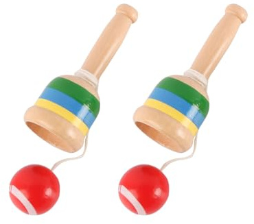 VOANZO Juego de 2 Piezas de atrapapelotas de Madera para coordinación Mano-Ojo, Juego Tradicional, Mini Juego de Pelota, Juego de lanzar y atrapar, para diversión al Aire Libre y en Interiores