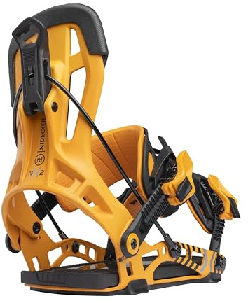Nidecker Flow NX2 Snowboard Bindings – Speed-Entry Fusion Strap with Aluminum Baseplate – M – Mango