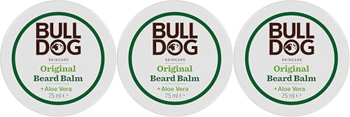 BULLDOG SKINCARE – Baume à barbe original, pour un état et une tenue légère, pour tous les types de barbe, 75 g x 3 paquets