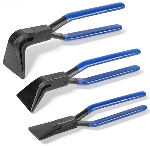 EFUTURETIME 3tlg. Falzzangen Blech 0° 45° 90° Abkantzange, Maulbreite 60 mm Biegezange Werkzeug für Spengler, Dachdecker (Blau)