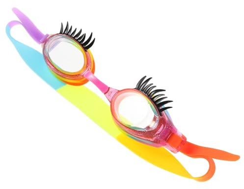 Hemobllo Lunettes de Natation pour Garçon et Filles avec Cils Cartoon Anti-Buée et Étanches Taille Unique Couleur Vive Étui de Rangement Inclus Équipement pour Piscine et Plage
