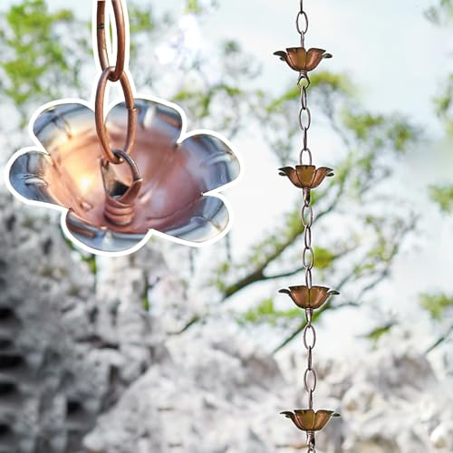 Regnkedja Hängande Blommig Stuprörskedja För Ytterdörr & Gård Balkong, Slitstarka Rännor Regnkedjor, Justerbar Rännor Regnfångarkedja,15 m (49ft)