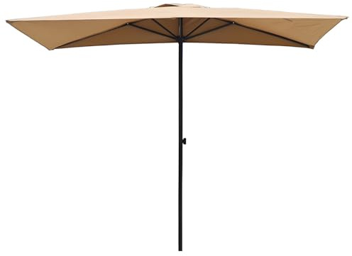 YAVYAV Sombrilla Parasol, Toldo Rectangular De Pared 2.5m Con Protección UV 50+, Altura Ajustable, Ahorrador De Espacio Para Balcón Pequeño, Apartamento, Terraza O Jardín(Khaki)