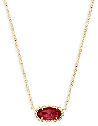 Kendra Scott Elisa Short Pendant Necklace for Women, Dainty Fashion Jewelry, 14K Gold-Plated Brass, Berry Clear Glass