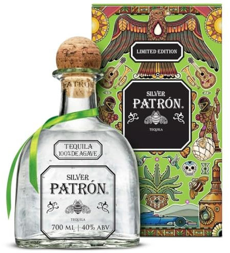 PATRON Silver Premium Tequila, 40% ABV, 70cl / 700ml, in a Limited-Edition Mexican Heritage Tin, Made from the Finest 100% Weber Blue Agave, Handcrafted in Mexico, Packaging May Vary