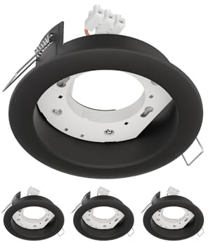 ledscom.de 4 st. takinfällda armaturer ZOBE II, matt svart, runda, 107 mm i diameter, 1 st. GX53, max. 25 W