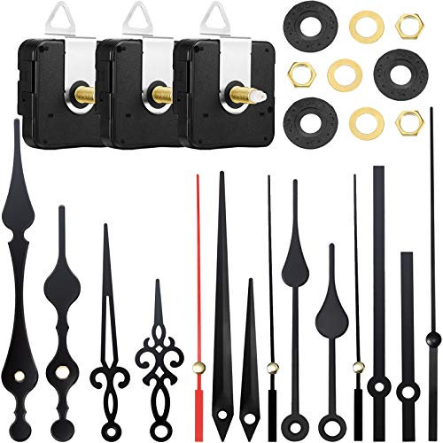 Mudder 3 Stück Hoch Drehmoment Lange Welle Uhrwerk Bewegung Mechanismus Quarz Uhr Motor Kit mit 5 Verschiedenen Paaren Hände Uhr Reparatur Teile Ersatz Zubehör